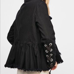 New Free People Black Denim Jacket